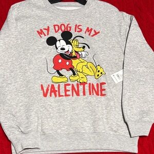 Gray Disney Mickey and Pluto women’s sweater size small 4-6 Pluto Mickey nwt